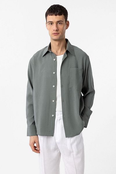 Antioch Khaki Modal Fabric Relax Fit Men's Shirt