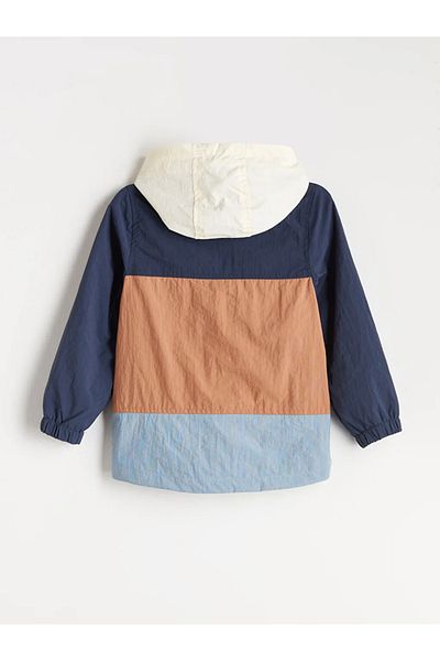 LC Waikiki Lcw Kids Brown Hooded Color Block Boy's Raincoat