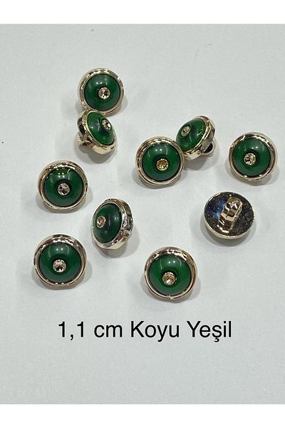 karantuhafiye Dark Green Metalized Button Set, 10 Grain Blouse Buttons