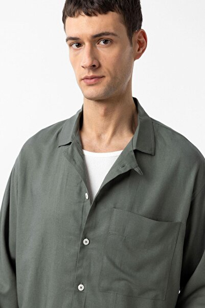 Antioch Khaki Linen Blended Relax Fit Men's Shirt