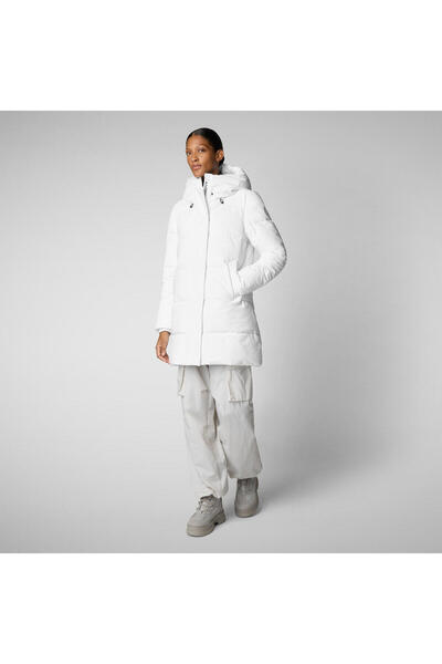 SAVE THE DUCK Kadın Kapüşonlu Parka Beyaz - Bethany