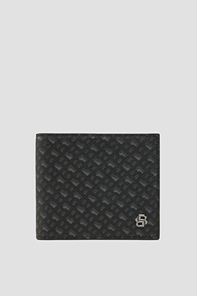 BOSS Erkek Monogram Logolu Çıtçıtlı Bozuk Para Bölmeli 6'lı Kart Bölmeli Siya...