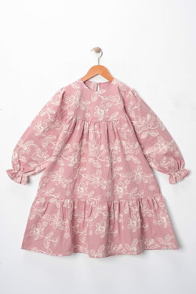 ILY Kids Vintage Flower Embroidered Girl's Casual Dress