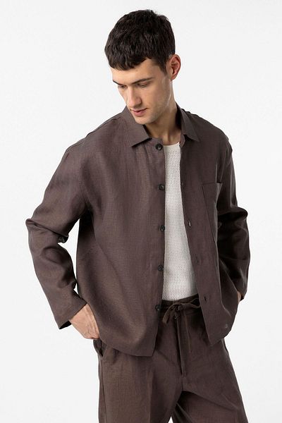 Antioch Coffee 100% Linen Relax Fit Men's Thin Jacket