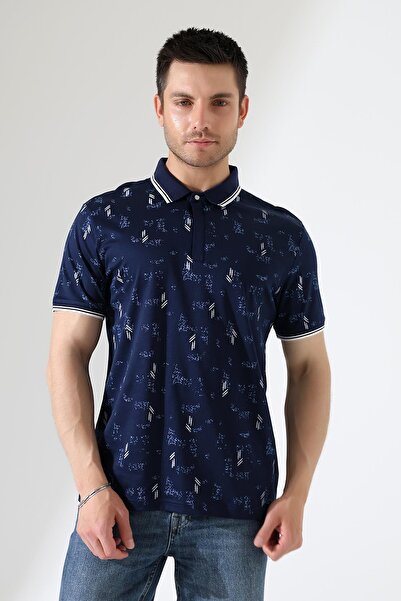 ribana Ανδρικό μπλουζάκι με γιακά πόλο με κουμπωτό γιακά και λεπτομέρεια με φερμουάρ