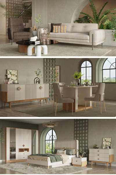 Modalife Salda Midi Düğün Paketi - Oturma Grubu / Yatak Odası Takımı / Yemek Odası Takımı