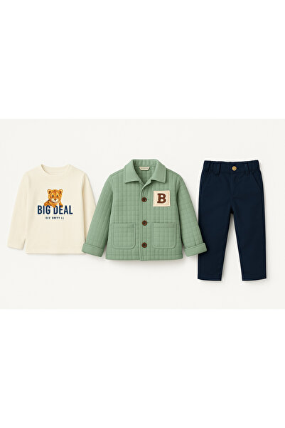 MODA AÇELYA بدلة صبي 3 قطع مع سترة