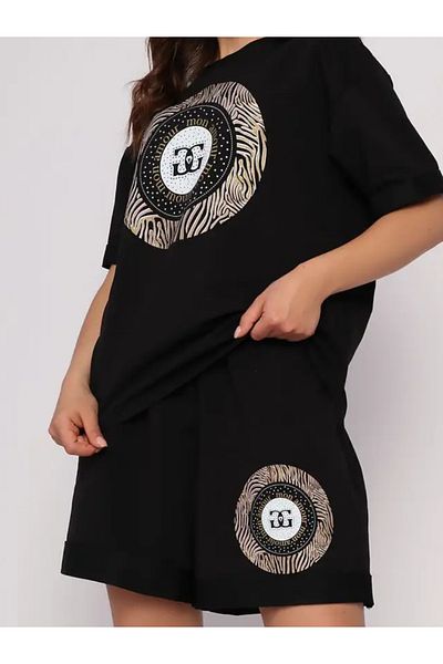 JANSO GROUP - Women Short Sleeve Amour Printed Tshirt-Shorts Set Large Size Oversize