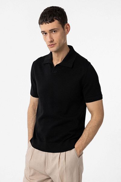Antioch Black 100% Cotton Ash Collar Knitwear T-Shirt