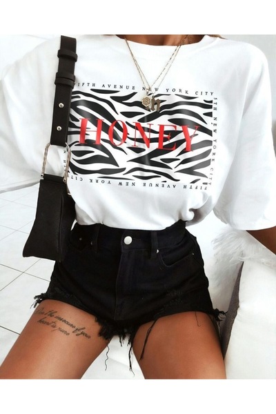 Jose Clothing تي شيرت مطبوع بأكمام قصيرة وقصة كبيرة الحجم