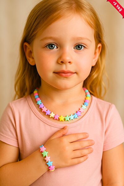 TwinsCollection Kız Çocuk Kolye Bileklik Yıldız Boncuk Set