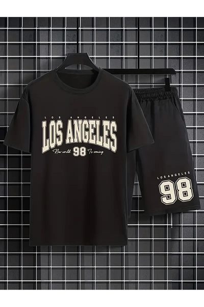 pandy Los Angeles 98 Printed T-Shirt - Shorts Sportswear Tracksuit Set