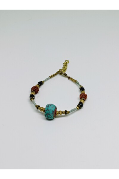 mama india alaçatı Ethnic Design Rudraksha Seed Brass Bracelet No 15,16,17