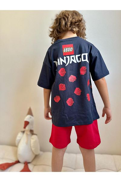 YİGİT BUTİK Ninjago Printed Shorts Boys' Bottom Top Set