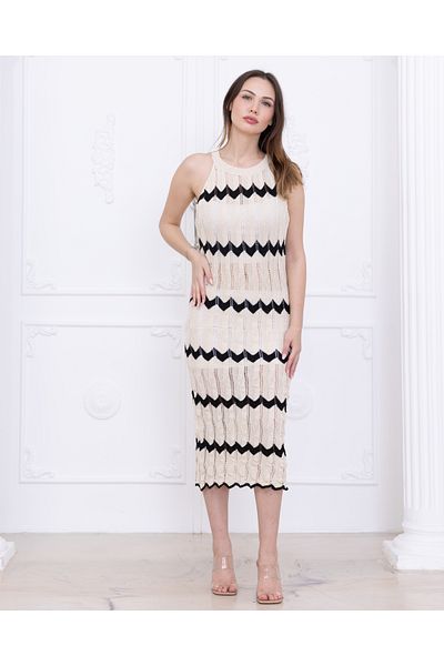 Ugdelia Women's Openwork Perforated Seasonal Patterned Blouse Women's Knitwear Dress A001