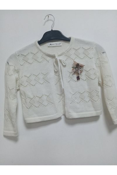AKŞEN GİYİM Girl's Corrected Openwork Braided 5-6-7-8 Years Old Kısı Knitwear Cardigan