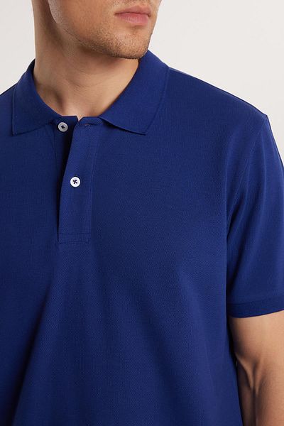 Tudors Tricou pentru bărbați, cu croiala obișnuită, cu croiala clasică, 100% bumbac, uni, cu gât polo, bleumarin
