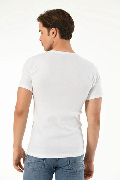 Mfö Life İç Giyim Ribana Men's Shunt 10 Pieces V-Neck Short Sleeve Undershirt 100% Cotton