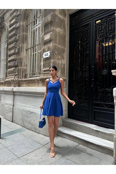Modafeminen Φόρεμα με λεπτομέρεια στο στήθος Flared Crepe 58806 Saks