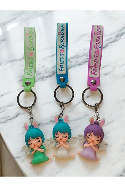VerdeHome Set of 3 Angel 3D Silicone Keychains Colorful Themed Silicone Hanging Keychains