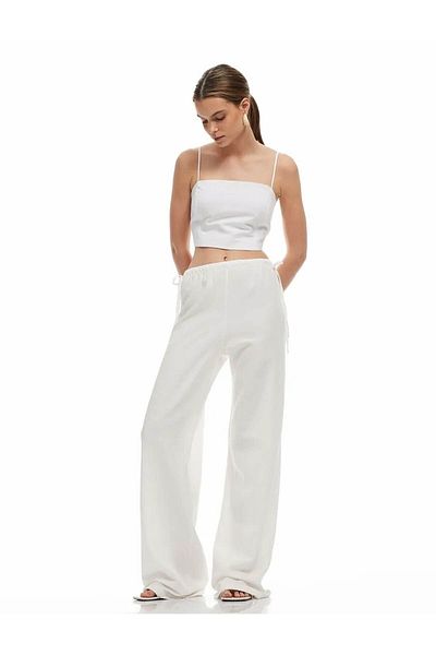 Koton Lacing Detailed Wide Leg Off-White Women's Trousers 5Sak40003Pw