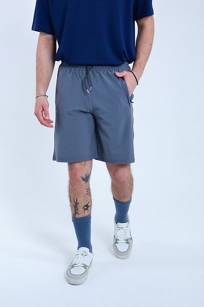 TKT Men's Parachute Fabric (Woven) Zippered Back Pocket Elastic Waist Shorts Bermuda