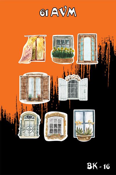 61 AVM Vintage Window Themed Sticker Set Suitable for Agenda Planner