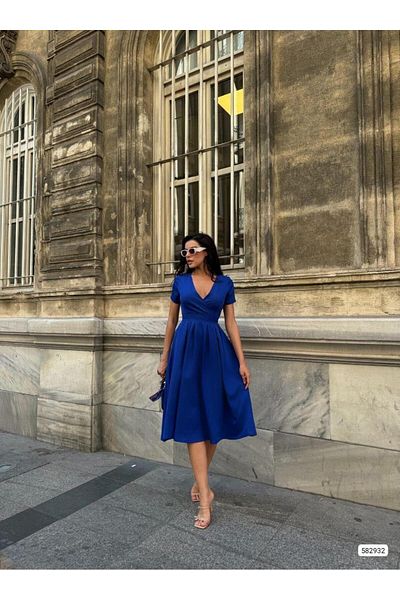 Modafeminen Φόρεμα με διπλό γιακά Midi Flared 582932 Saks