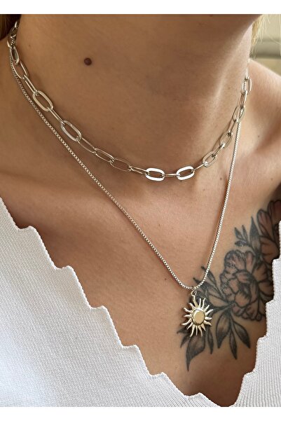 takıtarzım قلادة نسائية من الفضة مكونة من قطعتين