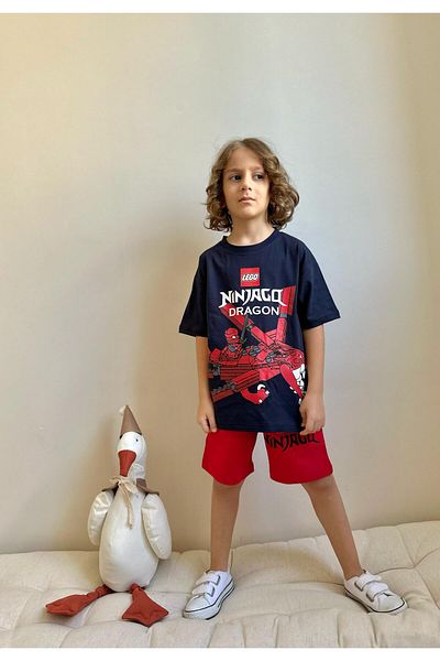 YİGİT BUTİK Ninjago Printed Shorts Boys' Bottom Top Set