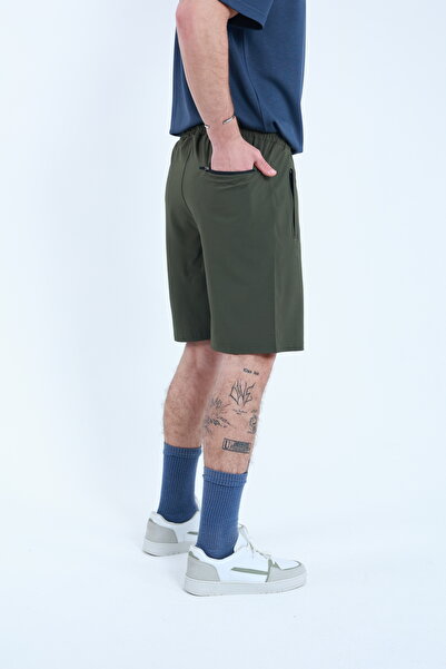 TKT Men's Parachute Fabric (Woven) Zippered Back Pocket Elastic Waist Shorts Bermuda