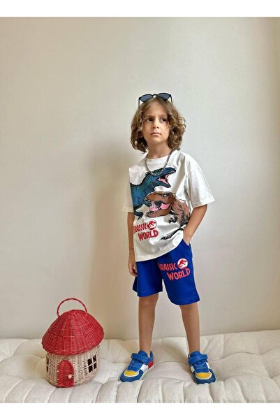 YİGİT BUTİK Yigit Boutique Dinosaur printed σορτς για αγόρια κάτω και επάνω σετ