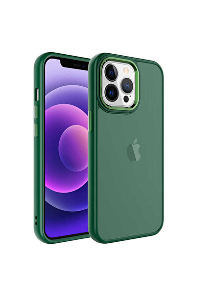 halkhouse Apple iPhone 13 Pro Max Kılıf Buzlu Sert PC Renkli Esnek Silikon Şı...