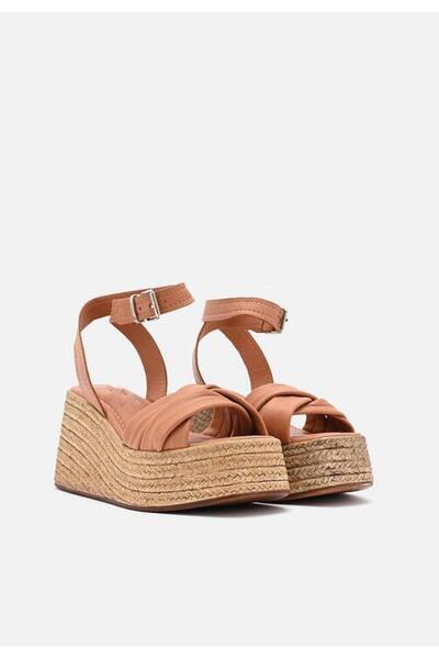 Butik NOBLE SHOES HAKİKİ DERİ DOLGU TOPUK SANDALET