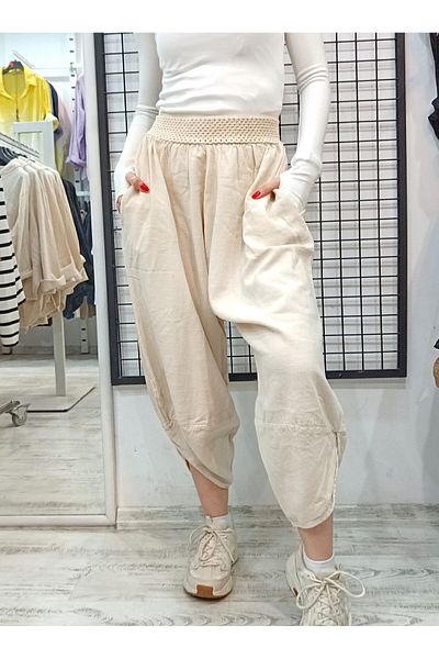 Rosidam Linen Elastic Waist Shalwar Pants