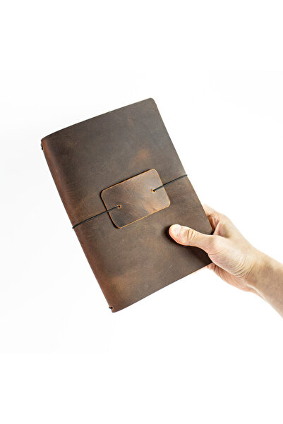 noft A5 Travel Notebook Deri Defter Kılıfı - Seyahat Defteri 16 x 23 cm