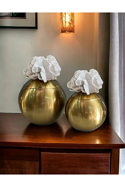 ArzzHome Dekoratif 2 Li Mercan Kutu Eskitme & Beyaz