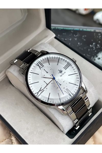 S.POLO New Season Silver Color Metal Men Wristwatch with Wristband Gift Father's Day Gift