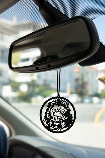 mufamet Car Ornament Metal Detailed Lion Silhouette Rearview Mirror Ornament Souvenirs Auto Accessory