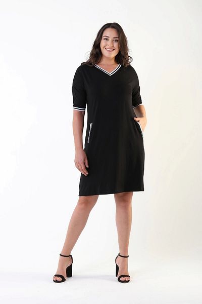 aytemas Striped Dress with Collar and Pockets