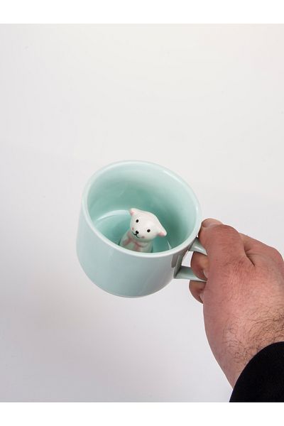 MUKKO HOME Porcelain Mug with 3D Cute Animal Figure 230 ml Mint Color Coffee Tea Cup