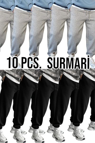 SURMARİ 10 τεμ. Unisex κανονικό μαύρο και γκρι φούτερ με ελαστικά πόδια