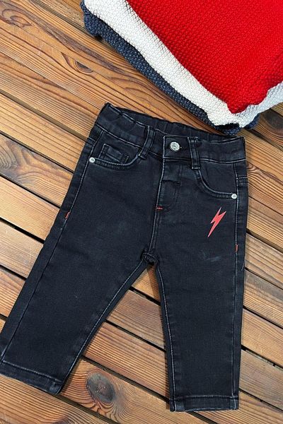 miabambim Flash Printed Boy Black Jeans Black