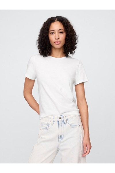 GAP Kadın Beyaz Favorite Bisiklet Yaka T-Shirt