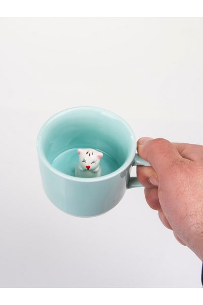 MUKKO HOME Porcelain Mug with 3D Cute Panda Figure 230 ml Mint Color Coffee Tea Cup