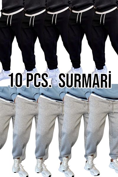 SURMARİ 10 τεμ. Unisex κανονικό μαύρο και γκρι φούτερ με ελαστικά πόδια
