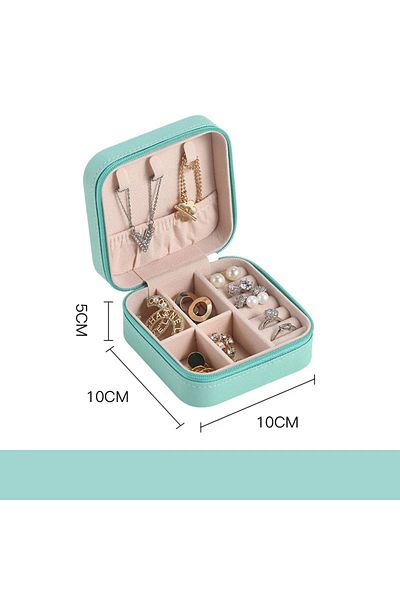 Choice green Portable Mini Jewelry Storage Box Travel Organizer Jewelry Case Leather Storage Earrings Neckl