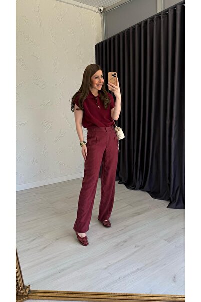 elif teke Tenssl Trousers Burgundy