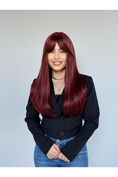 Fenomen Peruk En Ler Kızıl Düz Gerçek Saç Dokusunda Peruk