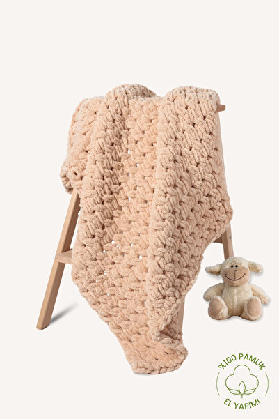 Nami Baby %100 Pamuk El Örgüsü Bebek Battaniyesi- Puffy Bebek Battaniyesi